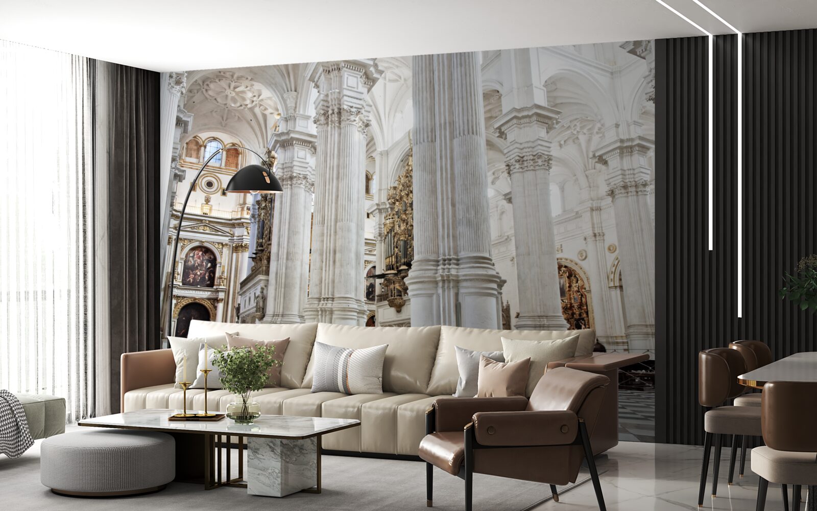 Fotobehang bogen op de verhoogde zuilen van de tempel