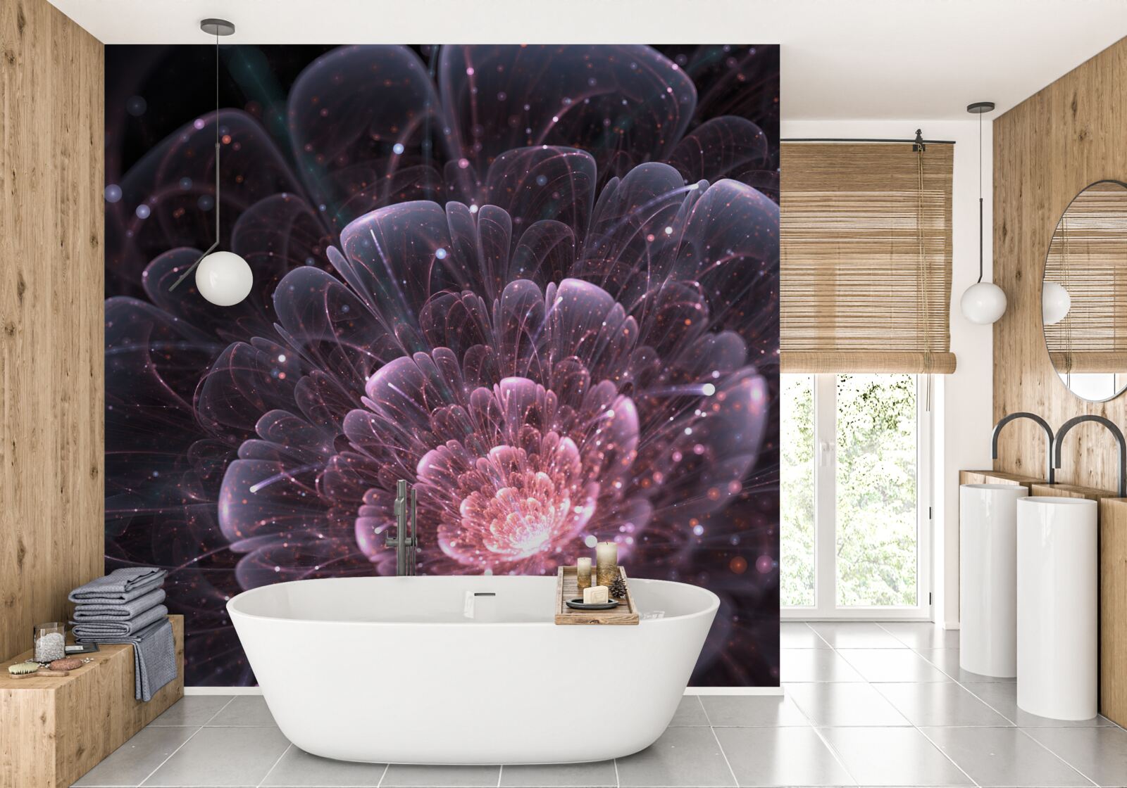 Fotobehang kosmische abstractie in een lotus schilderij