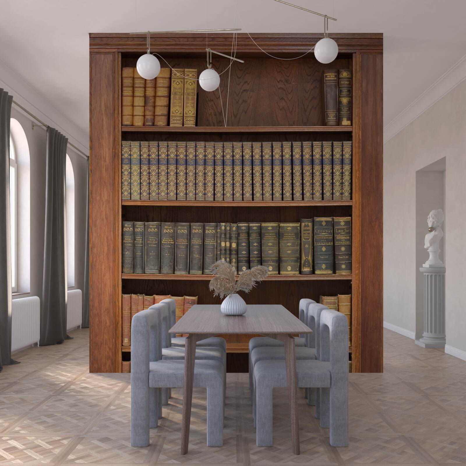 Fotobehang een plank gevuld met verschillende boeken