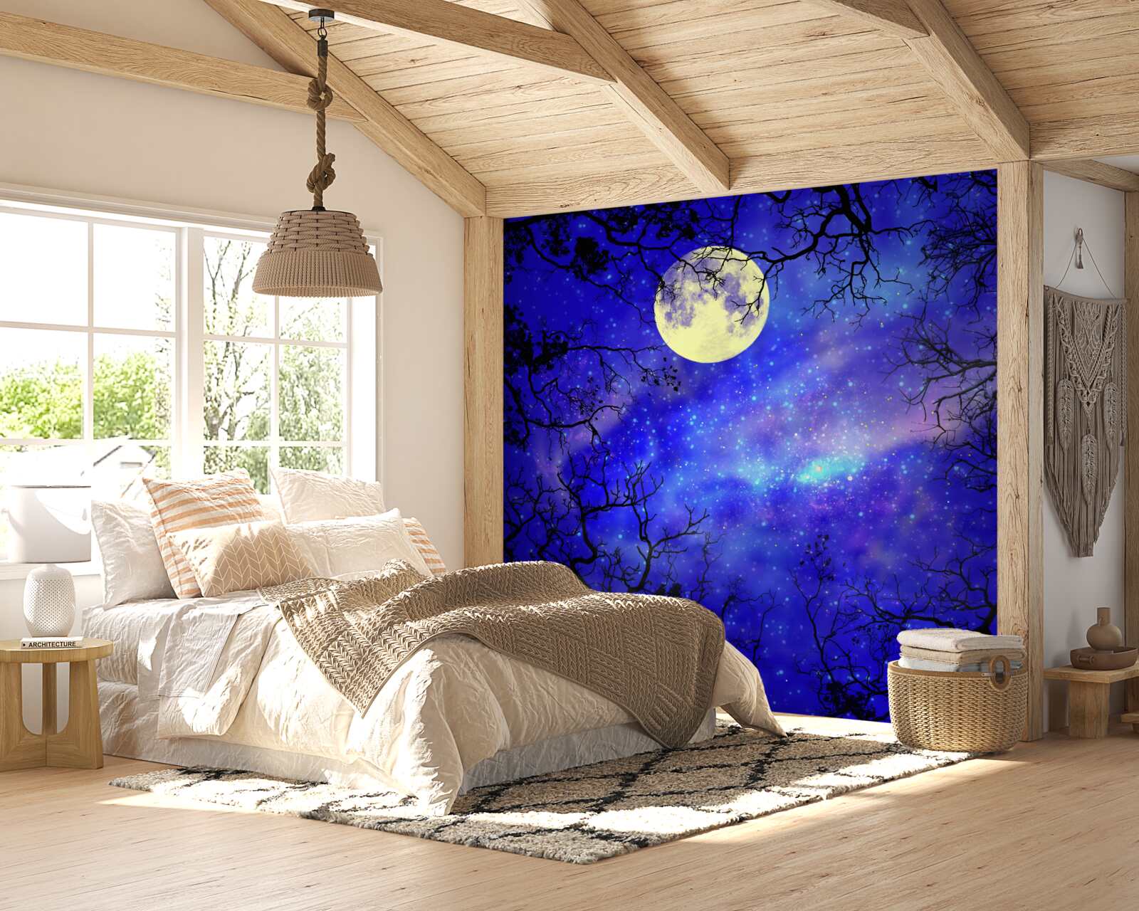 Fotobehang maanlicht verlicht de sterrenhemel