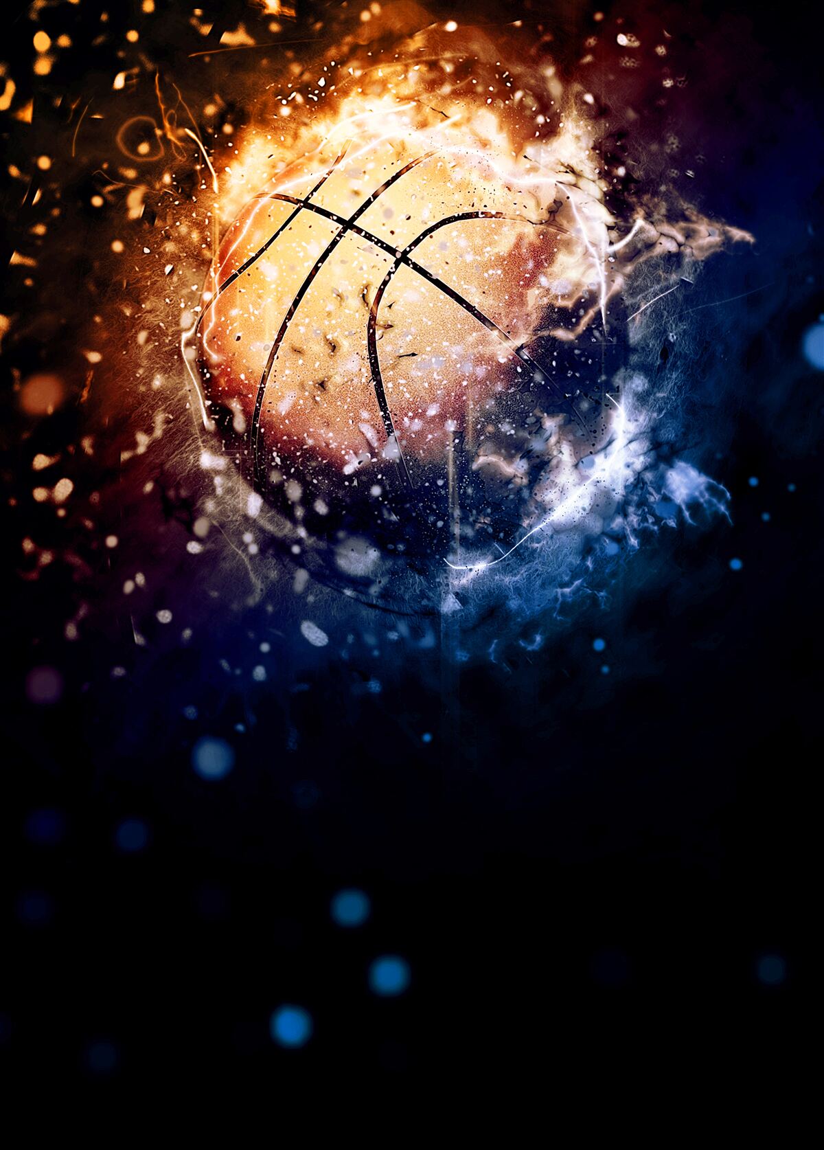 Fotobehang brandend basketbal
