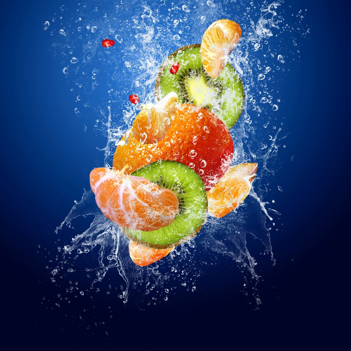 Fotobehang Fruitcocktail met kiwi en mandarijn