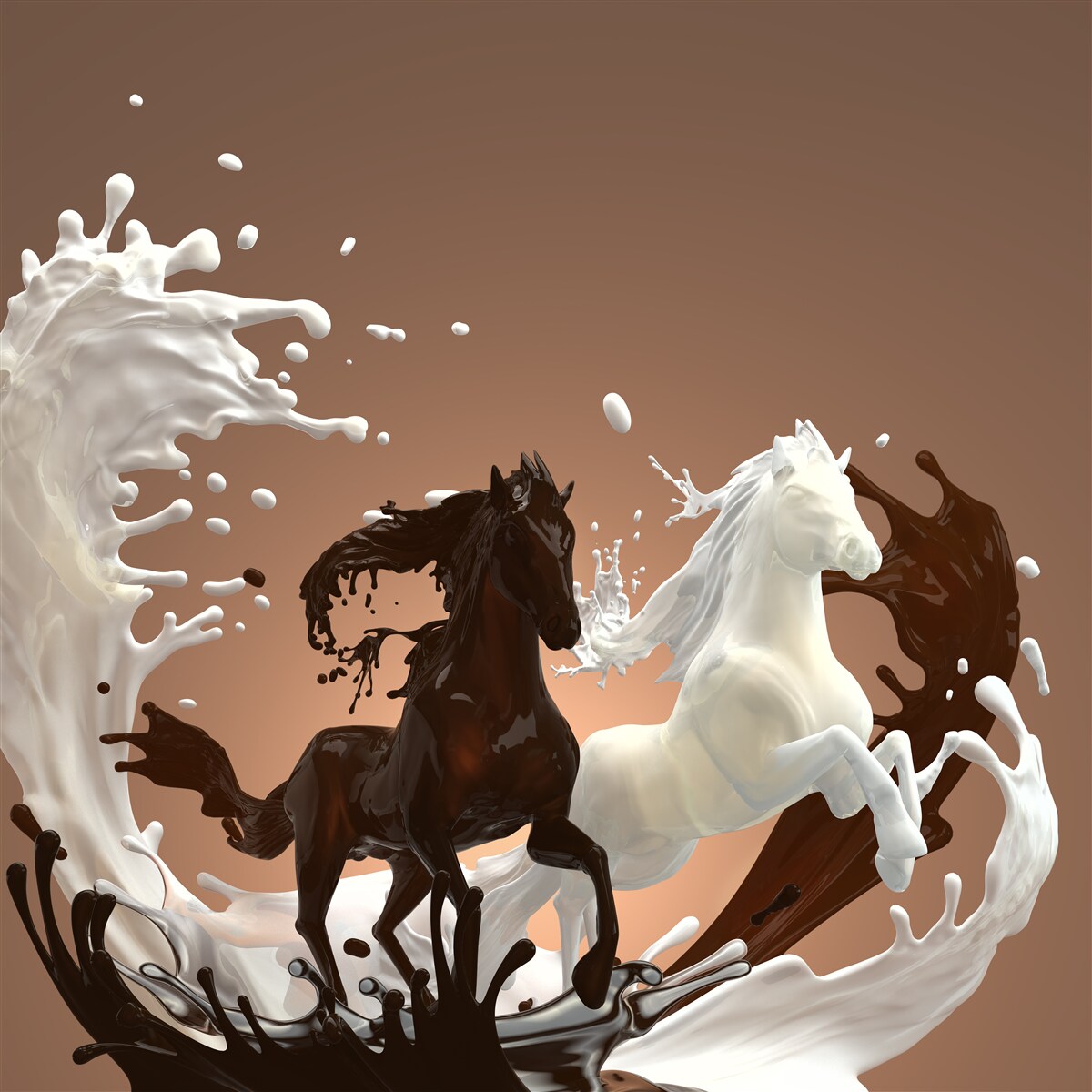 Fotobehang wateronttrekking in de vorm van rennende paarden