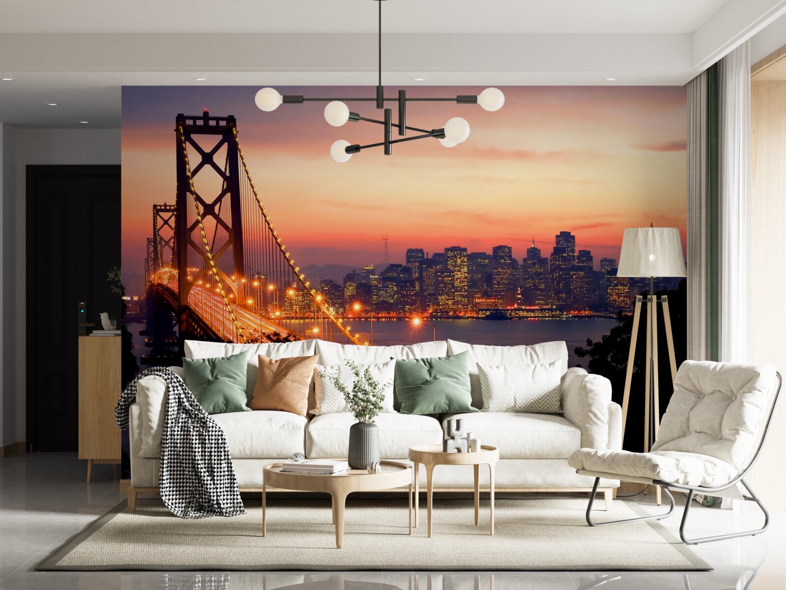 Fotobehang san francisco is verlicht