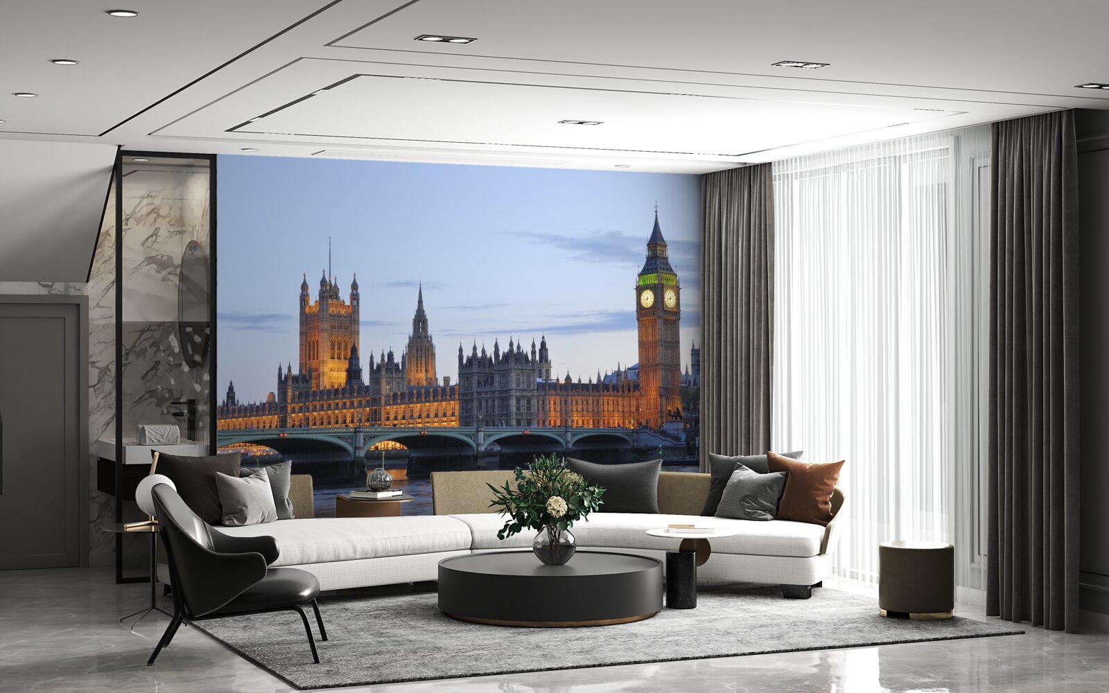 Fotobehang big ben en parlement verlicht door lichten