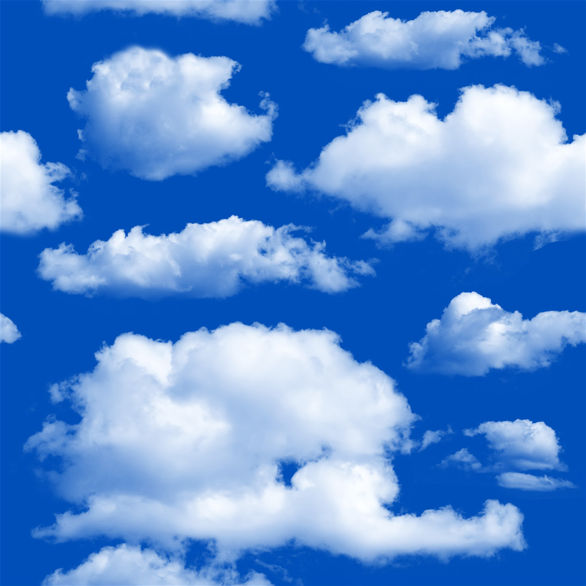 Fotobehang vele vormen van sneeuwwitte wolken in de lucht