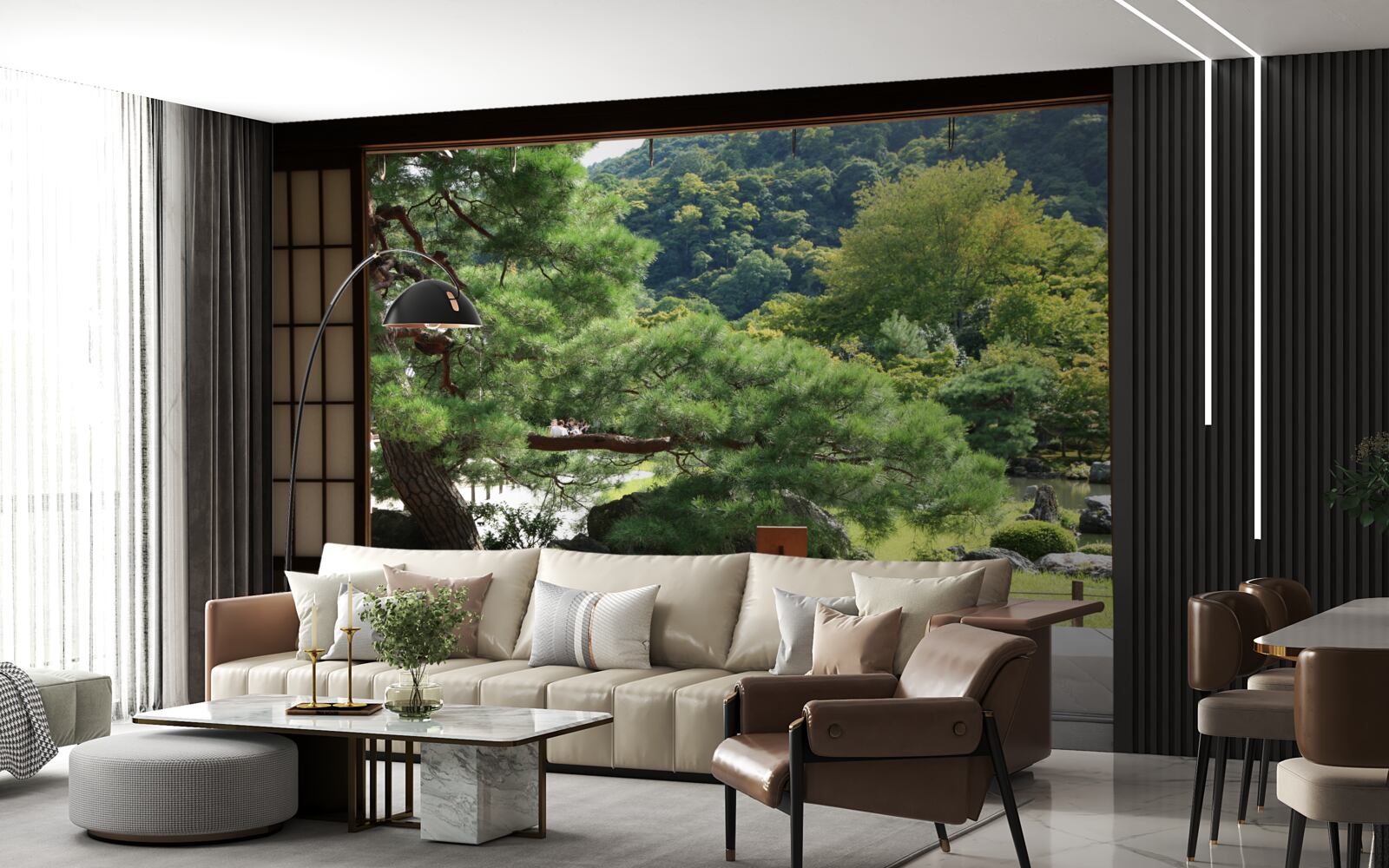 Fotobehang Tuin in Japanse stijl met privéterras