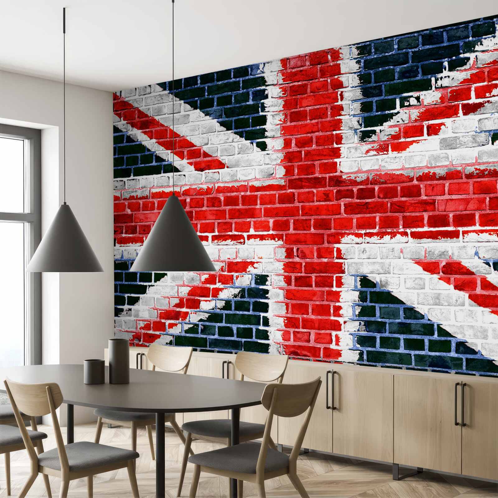 Fotobehang vlag van engeland op een bakstenen muur