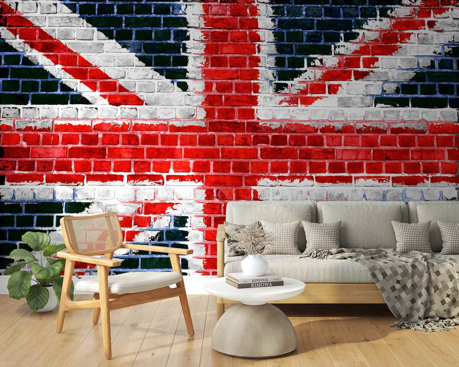 Fotobehang vlag van engeland op een bakstenen muur