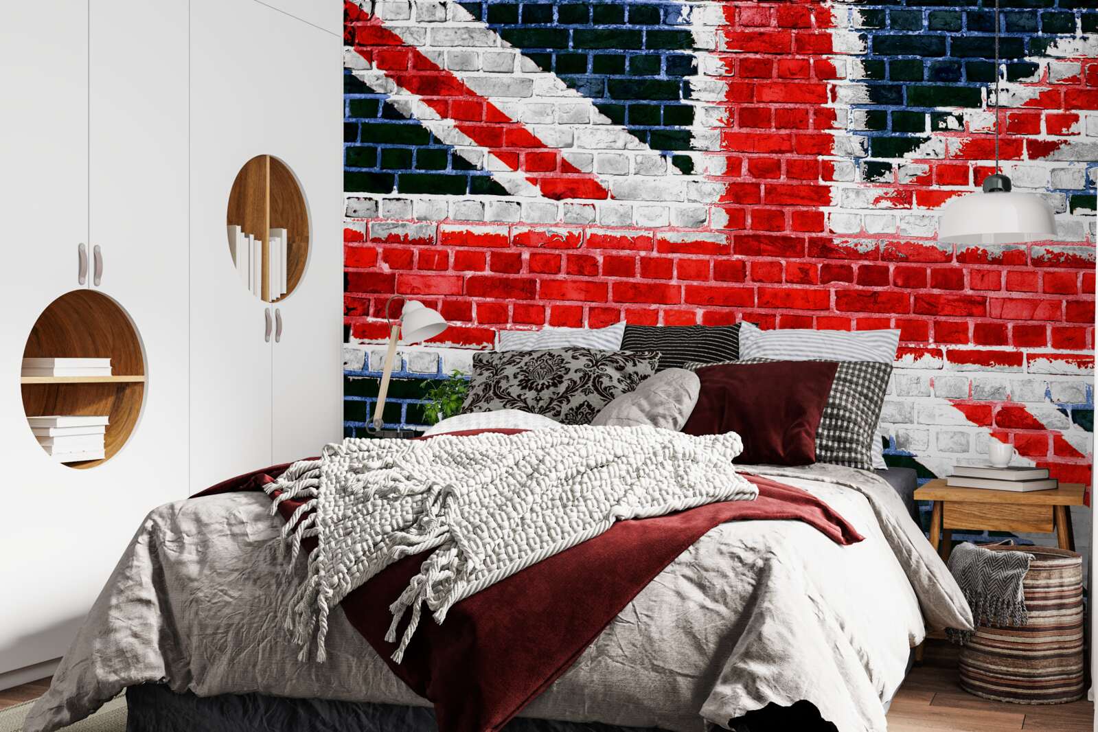 Fotobehang vlag van engeland op een bakstenen muur