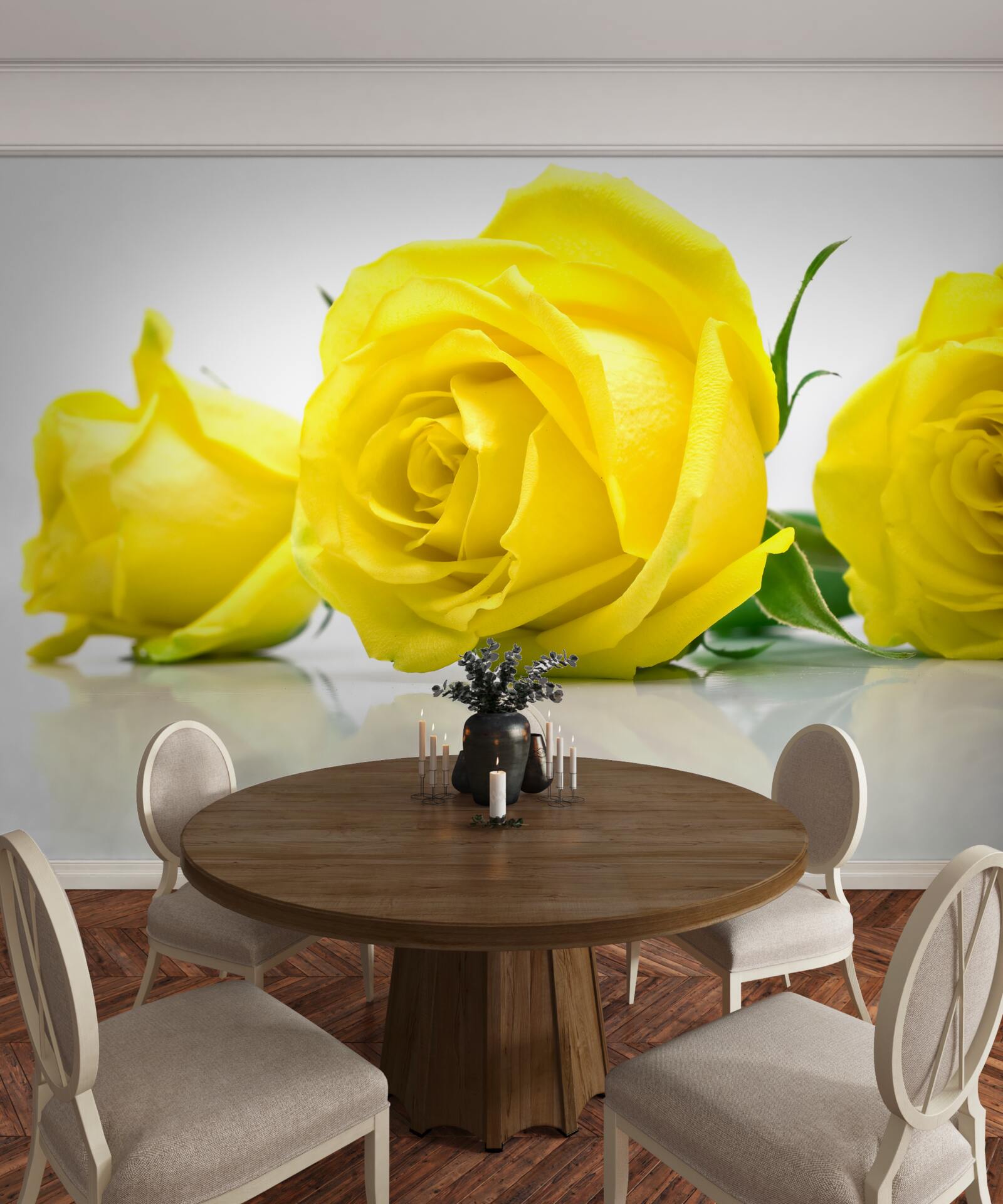 Fotobehang drie mooie gele rozen