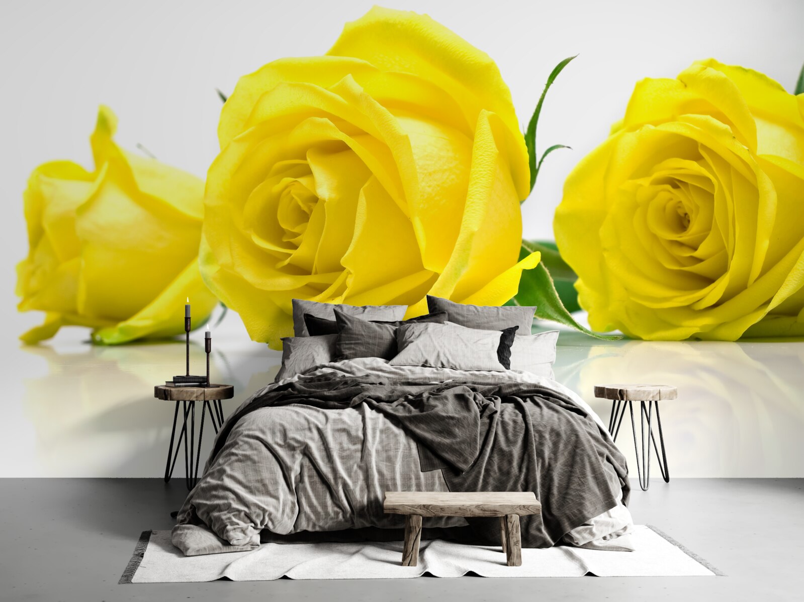 Fotobehang drie mooie gele rozen