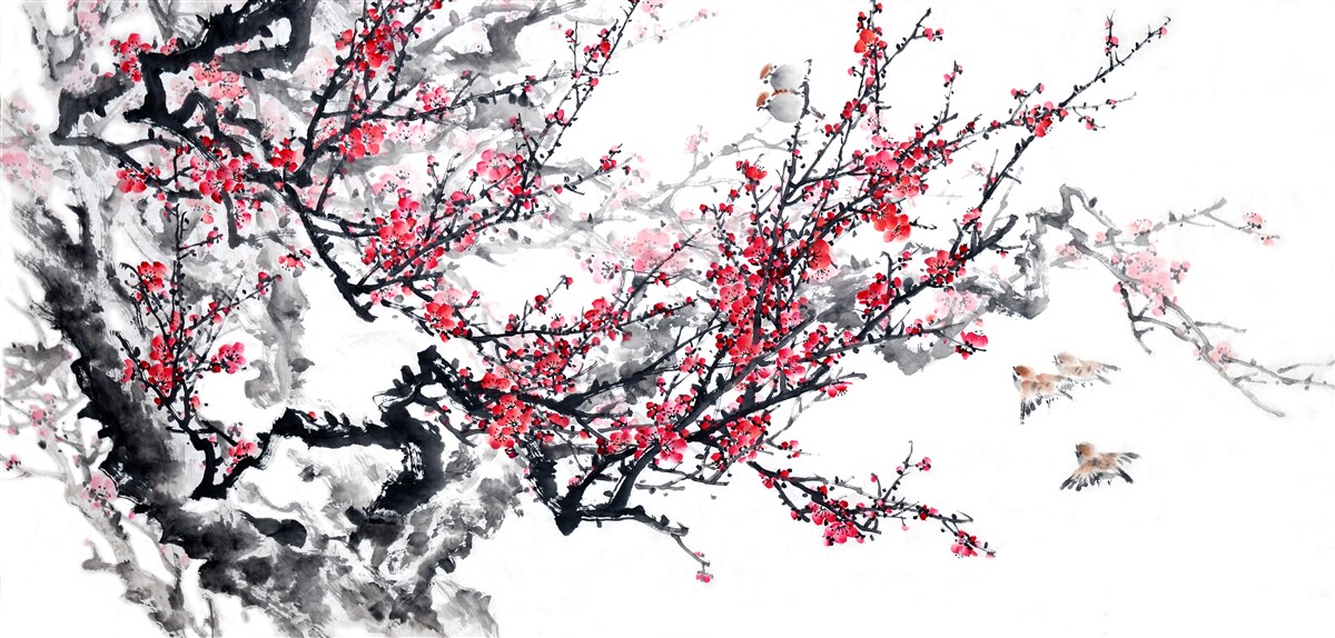 Fotobehang sakurabloesems aan de boom