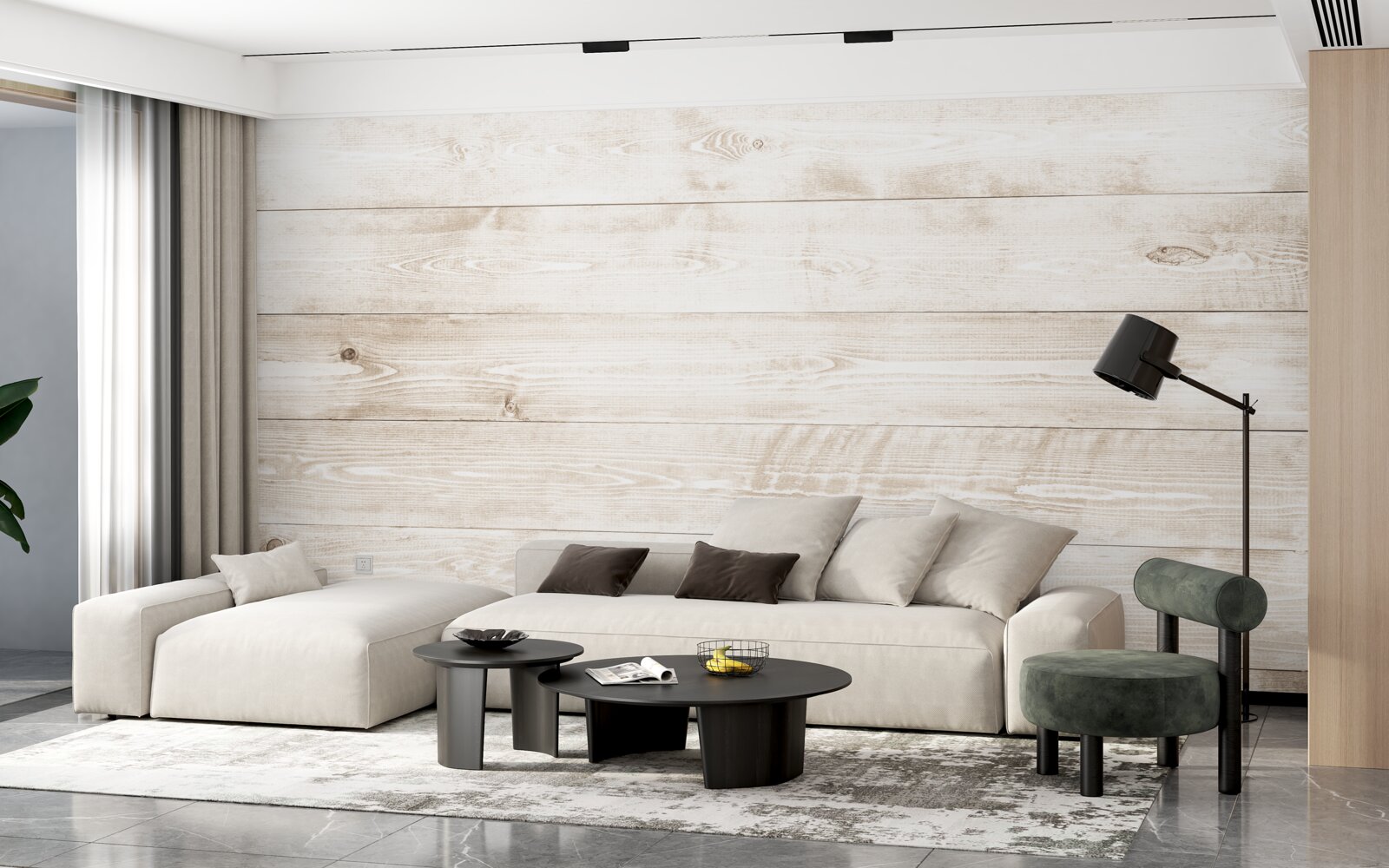 Fotobehang licht karton met tekst in horizontale richting