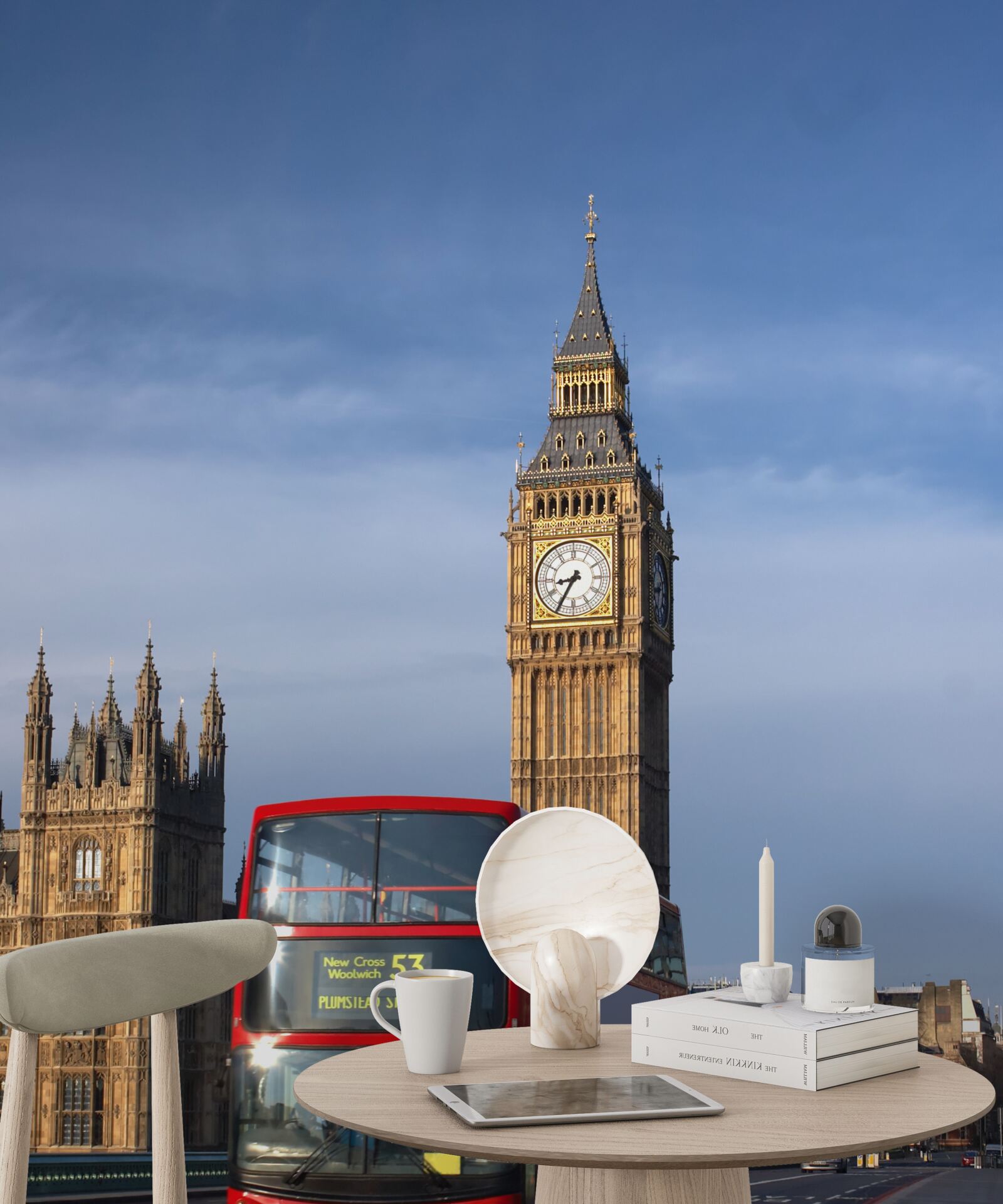 Fotobehang bus met passagiers verlaat Big Ben