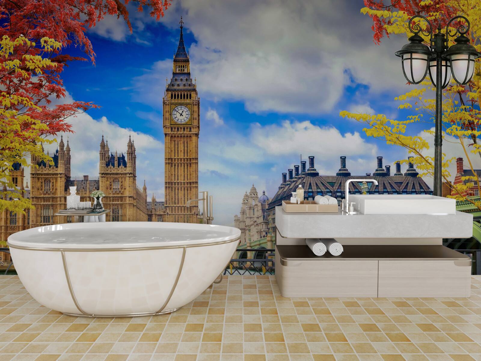 Fotobehang herfstbrug tussen de thames en big ben