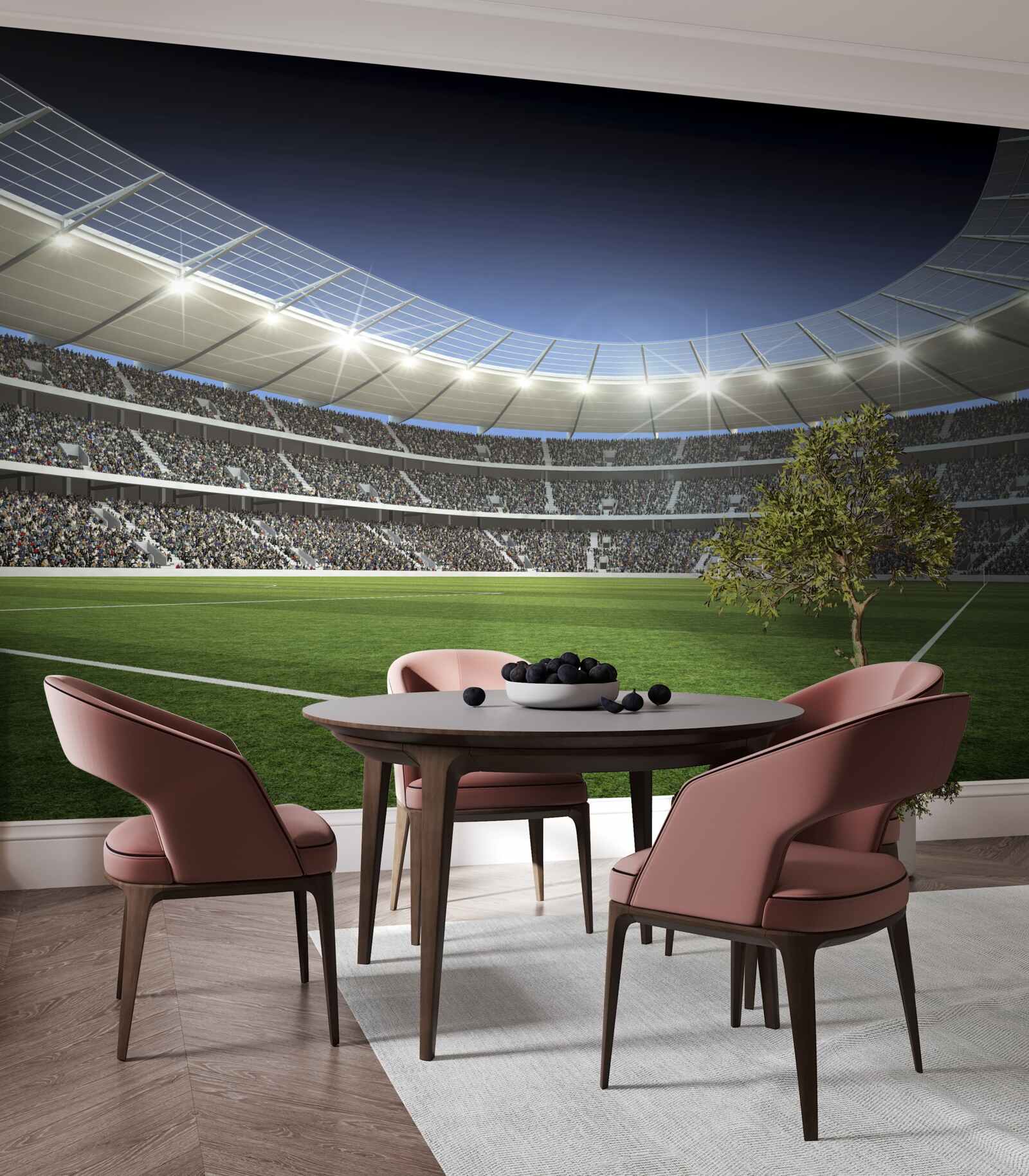 Fotobehang stadion maakt zich op voor komst voetballers