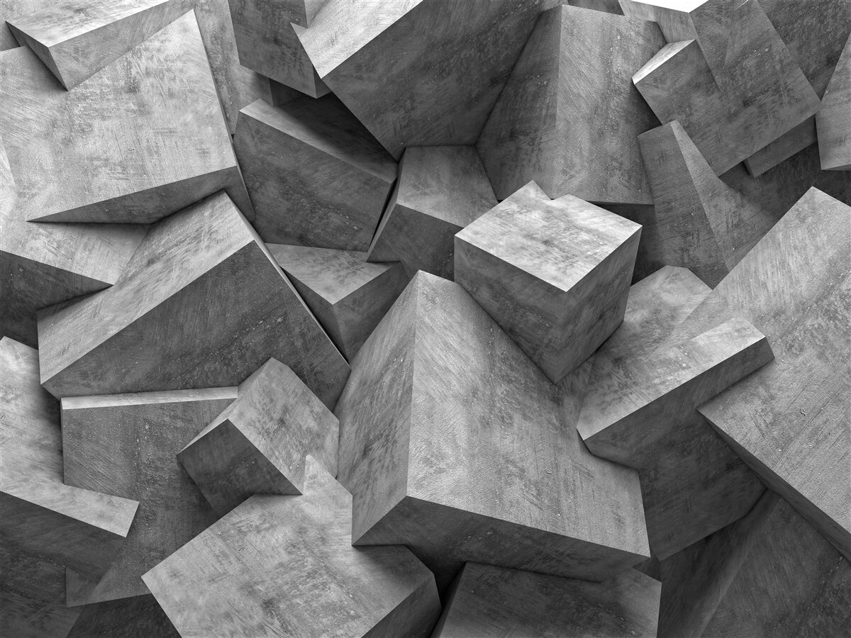 Fotobehang driedimensionale geometrische vormen in grijs