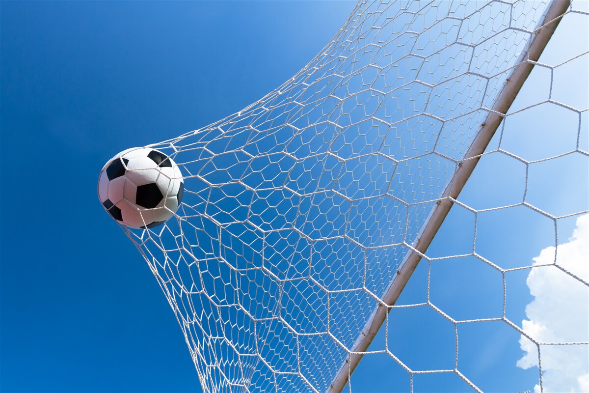Fotobehang de bal ging in het net