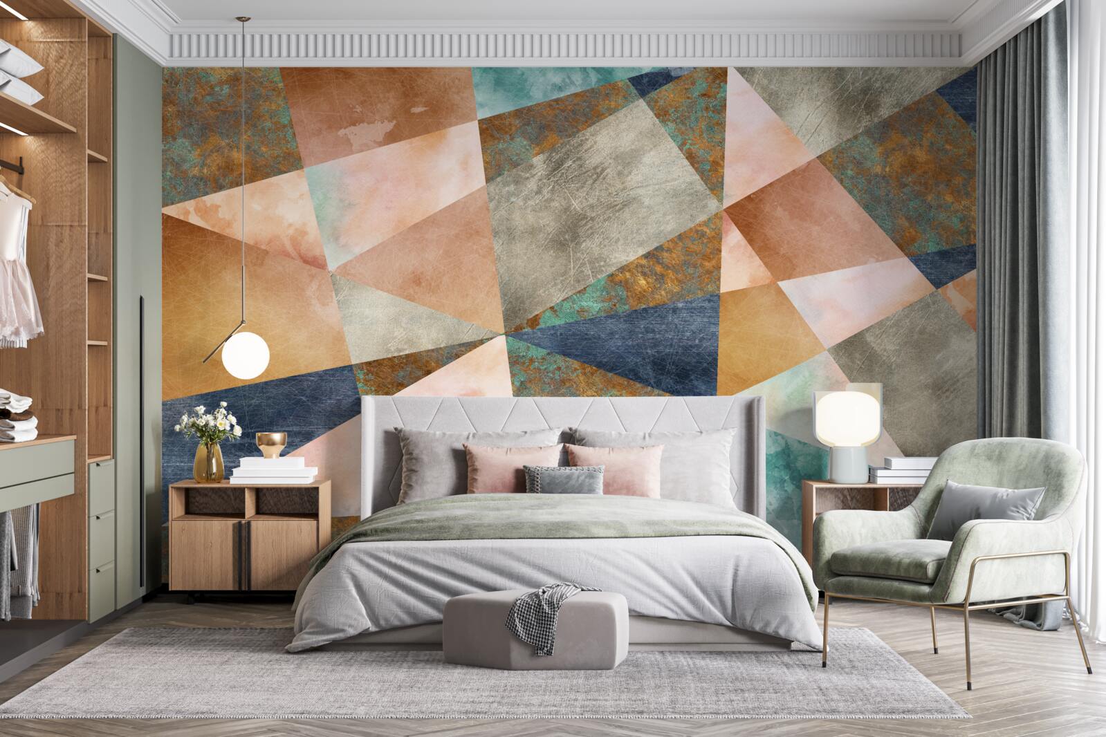 Fotobehang geometrische vormen in verschillende kleuren