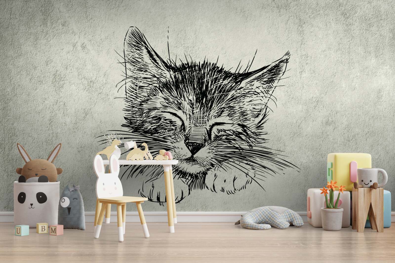 Fotobehang de foto toont een kat met gesloten ogen