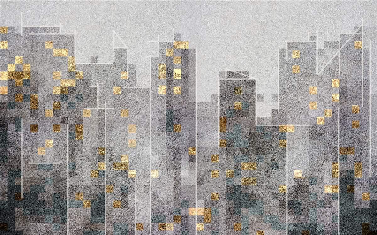 Fotobehang contouren van wolkenkrabbers