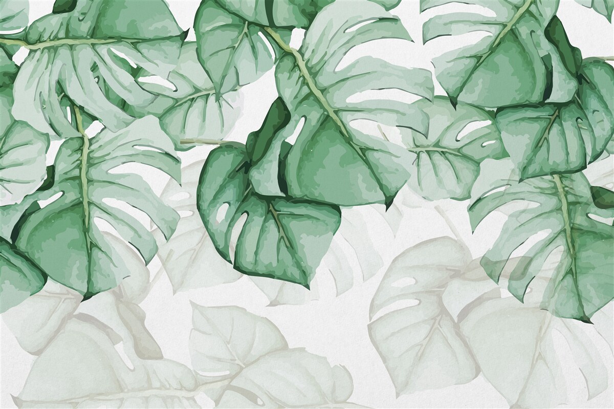 Fotobehang grote smaragdgroene bladeren