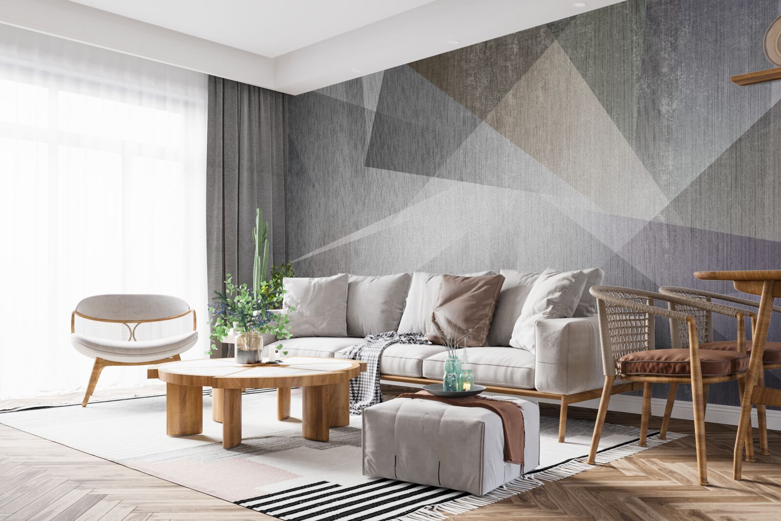 Fotobehang achtergrond met geometrische vormen in een abstracte stijl