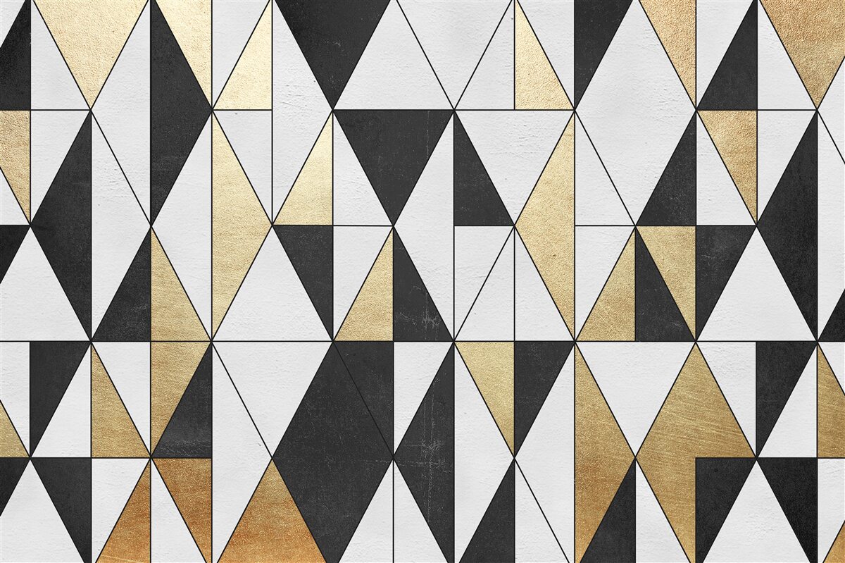 Fotobehang diamanten in zwart, wit en goud