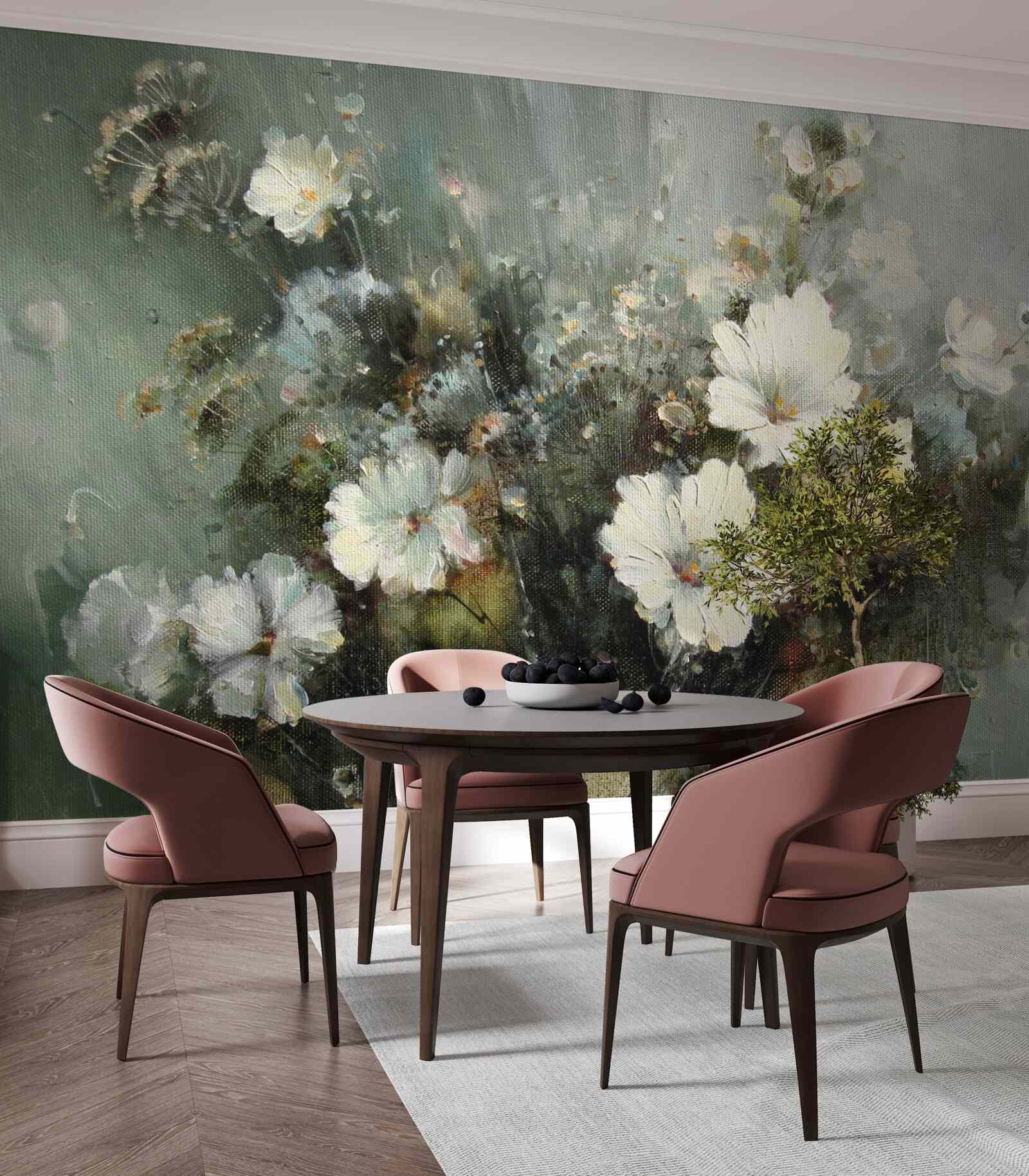 Fotobehang samenstelling van verschillende soorten bloemen