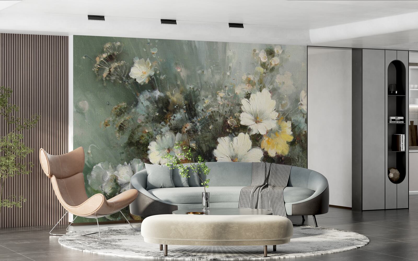 Fotobehang samenstelling van verschillende soorten bloemen