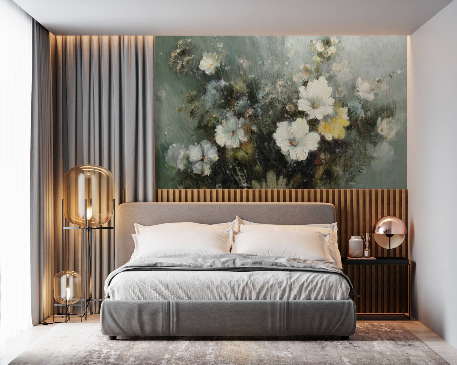 Fotobehang samenstelling van verschillende soorten bloemen