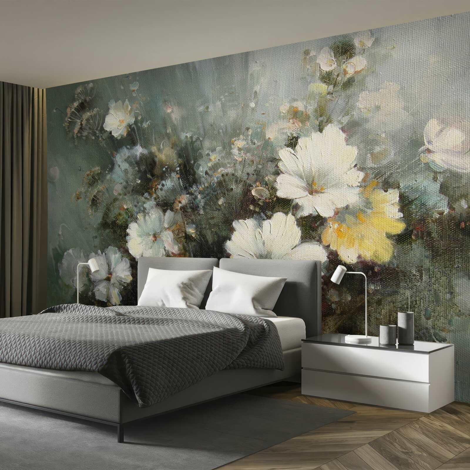 Fotobehang samenstelling van verschillende soorten bloemen