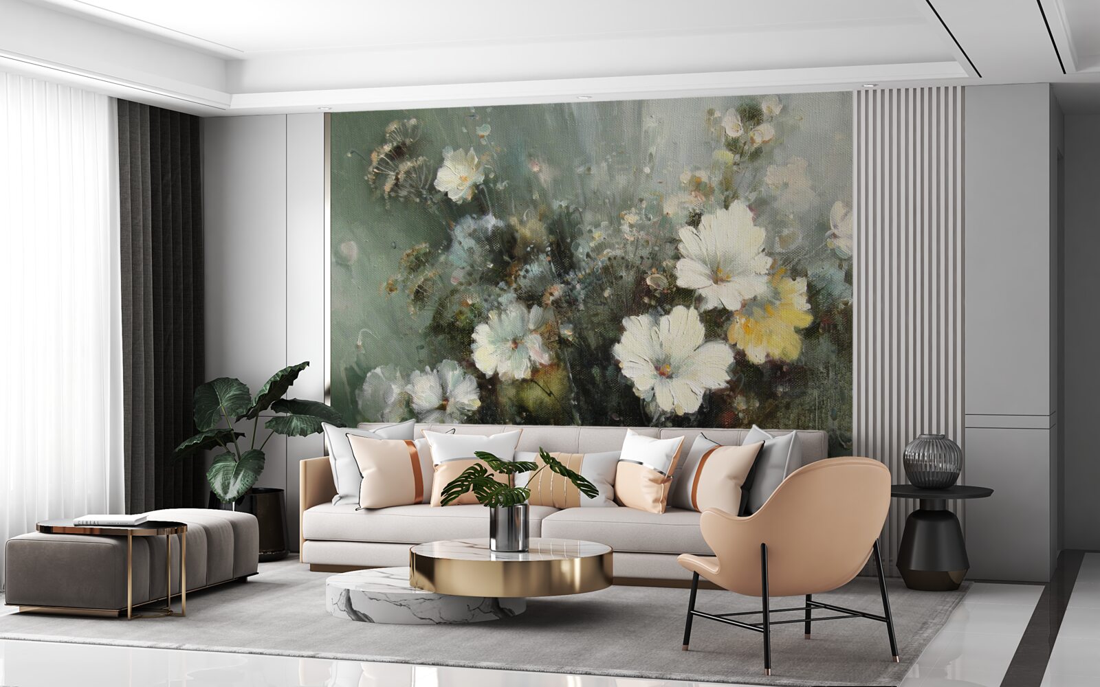 Fotobehang samenstelling van verschillende soorten bloemen