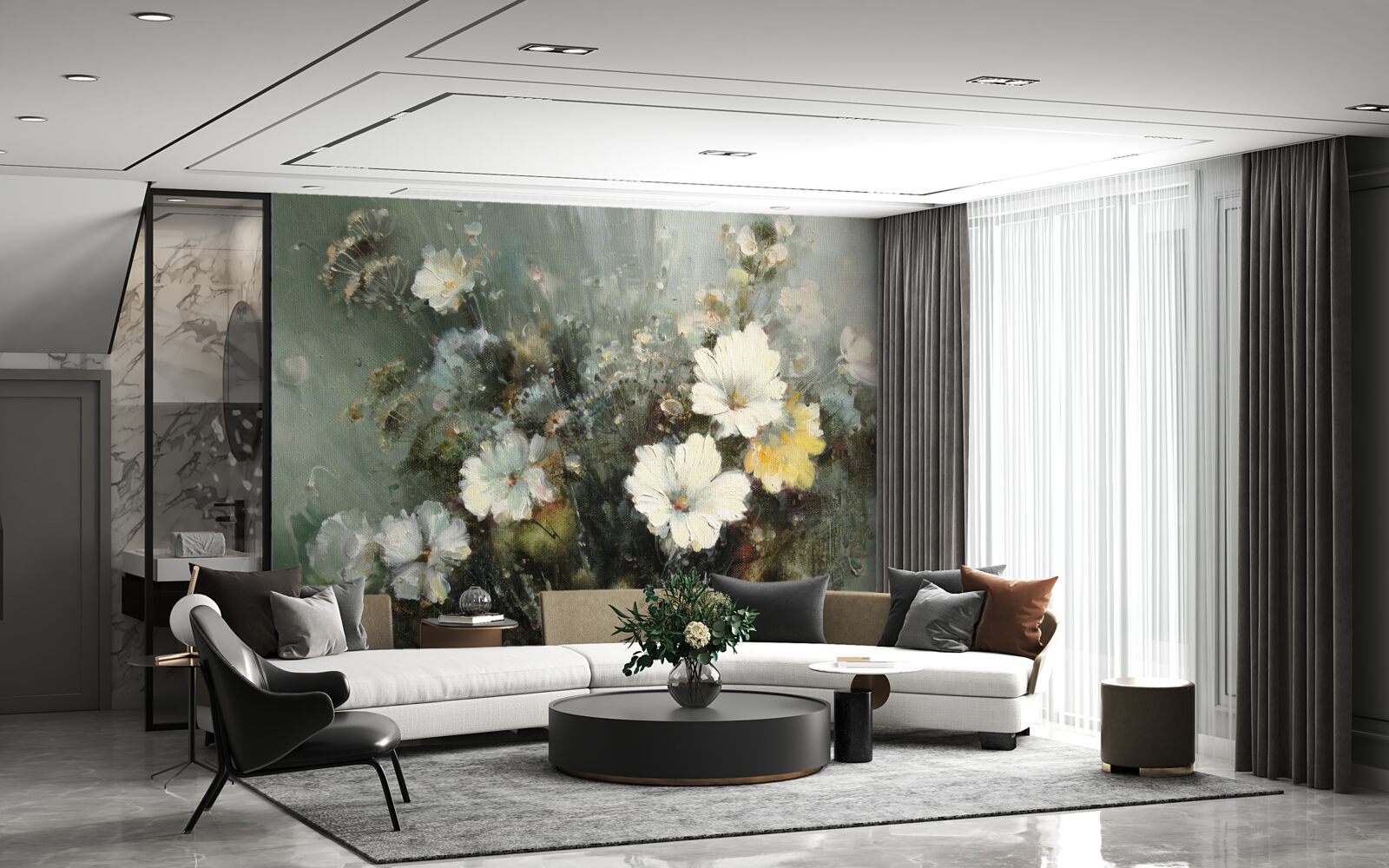 Fotobehang samenstelling van verschillende soorten bloemen