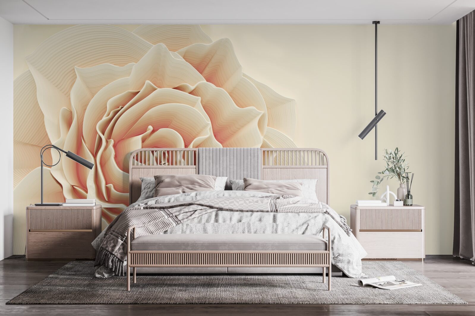 Fotobehang grote crème roos