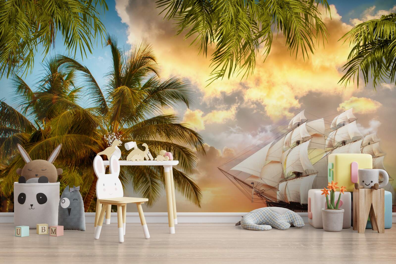 Fotobehang het schip nadert de kust
