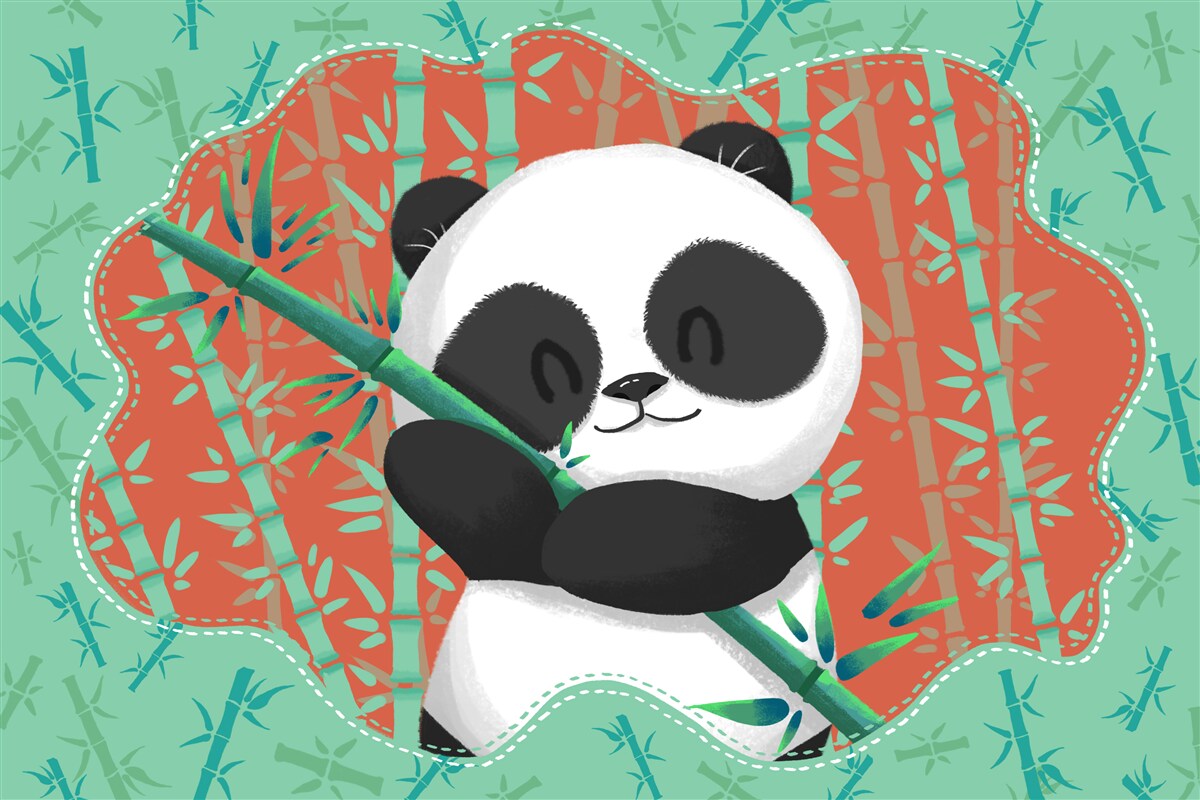 Fotobehang bamboe in de armen van een panda
