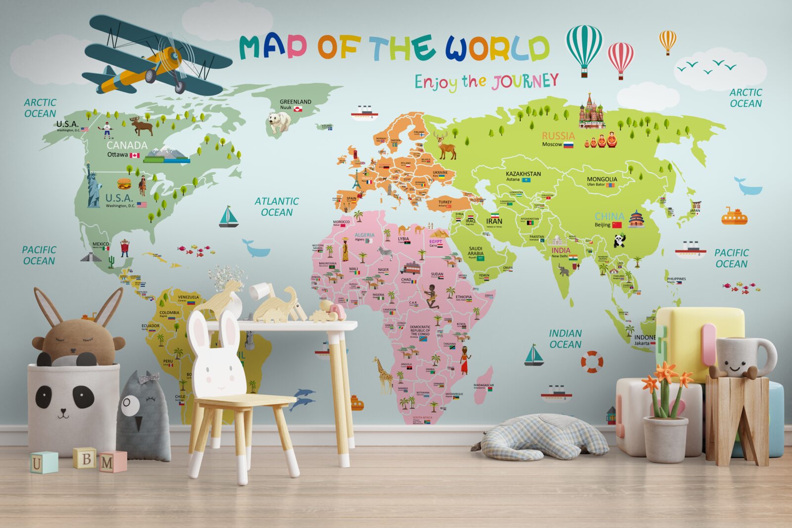 Fotobehang wereldkaart voor kinderen