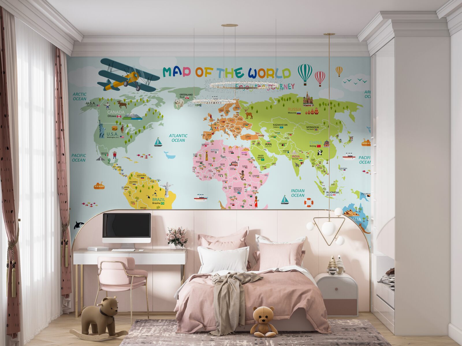 Fotobehang wereldkaart voor kinderen