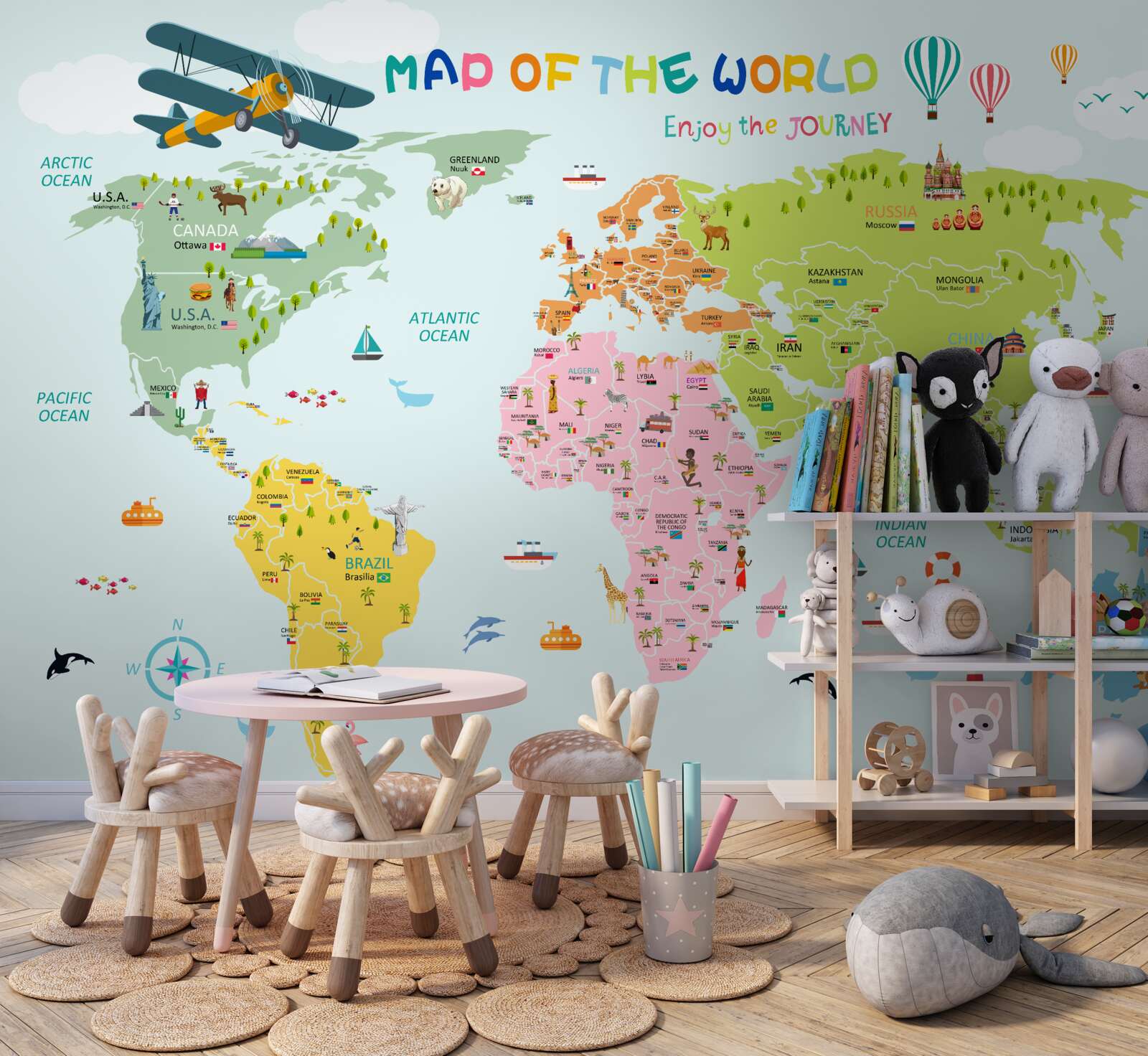 Fotobehang wereldkaart voor kinderen