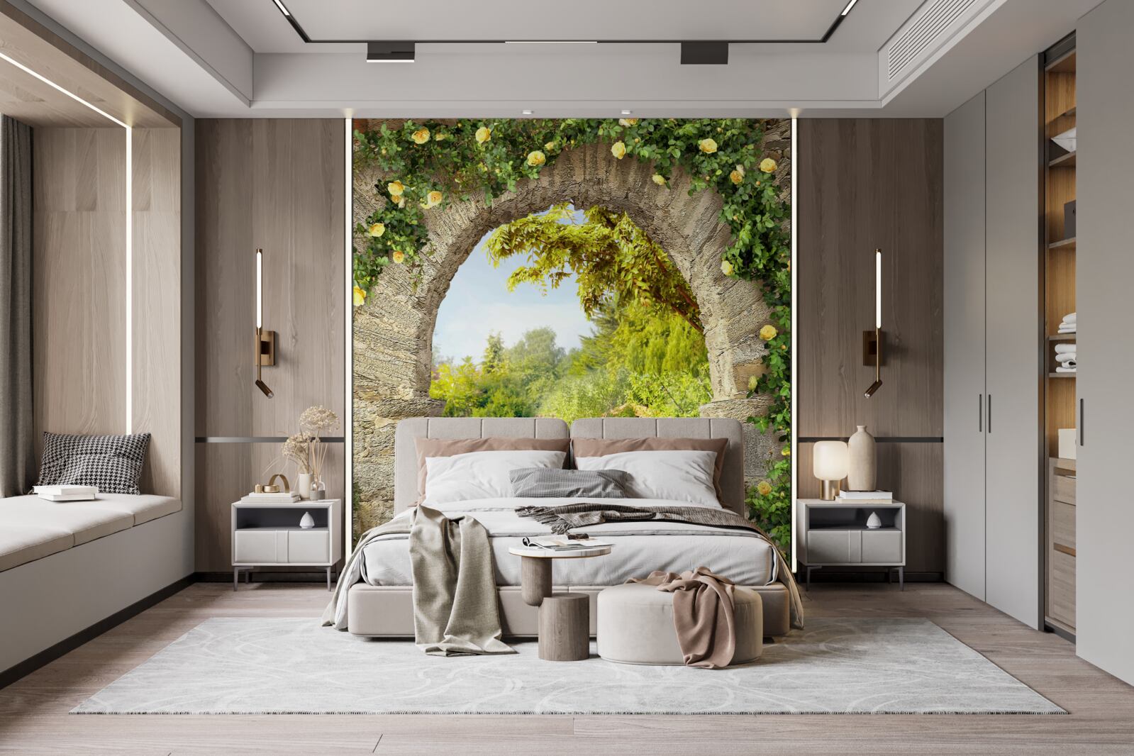 Fotobehang rozentuin