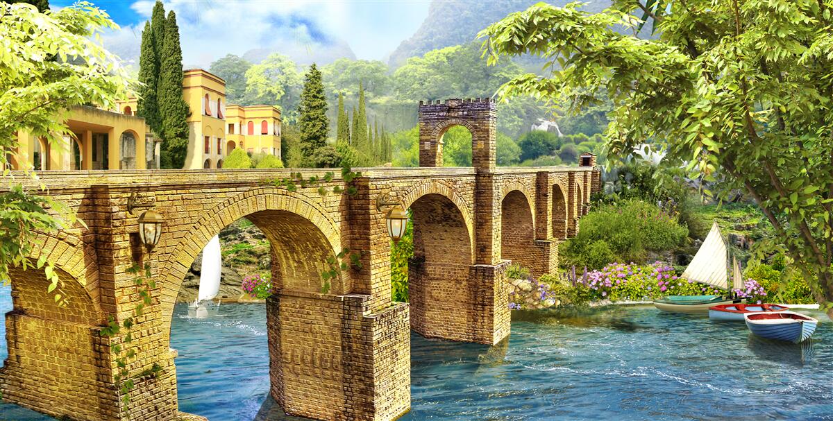 Fotobehang prachtige architectonische kanaalbrug