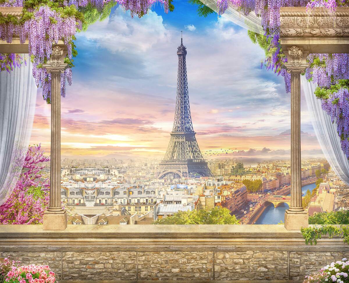 Fotobehang prachtig uitzicht op de eiffeltoren