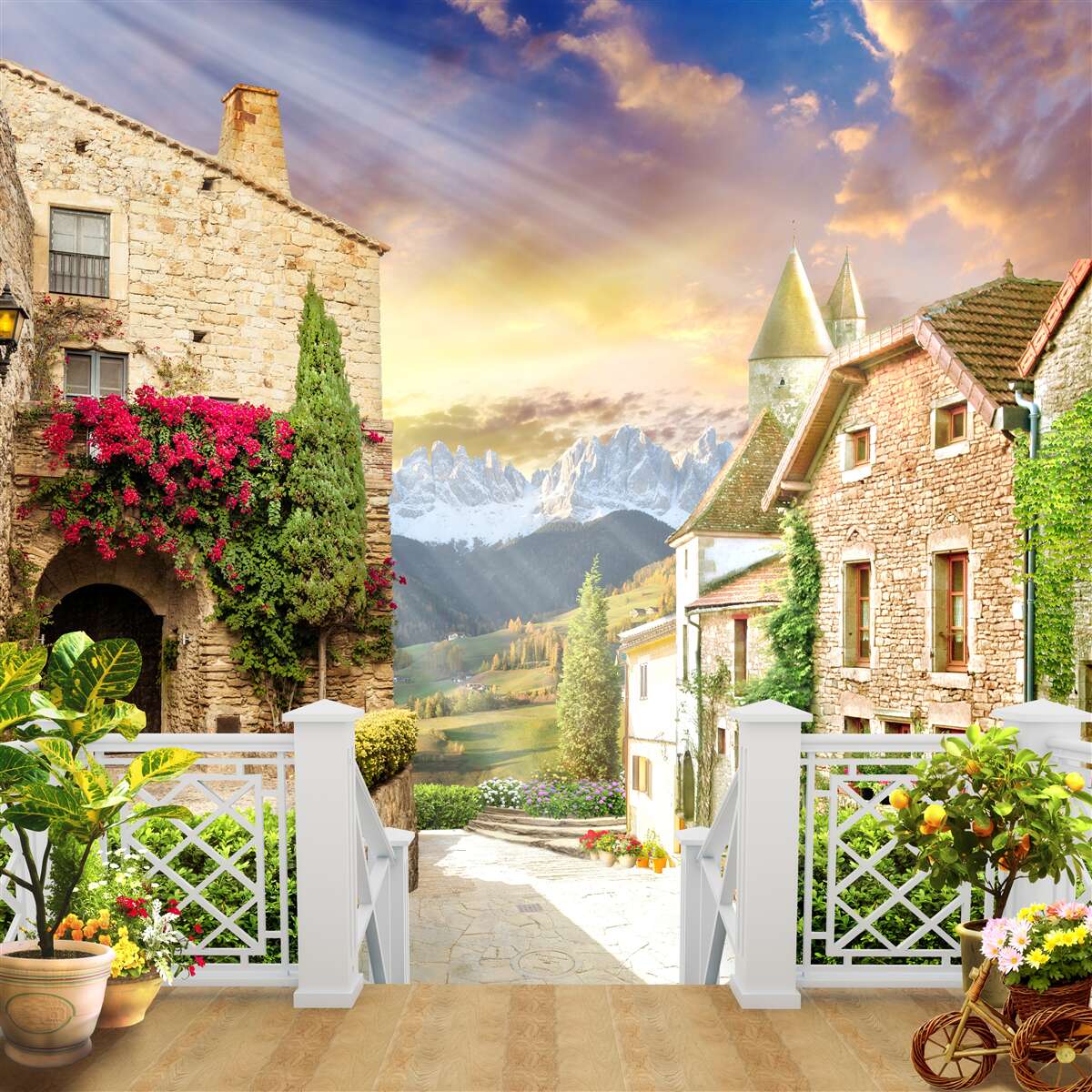 Fotobehang veranda in provençaalse stijl