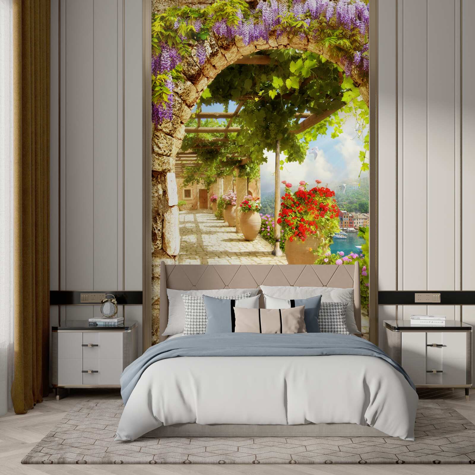 Fotobehang bloemen vulden het hele terras