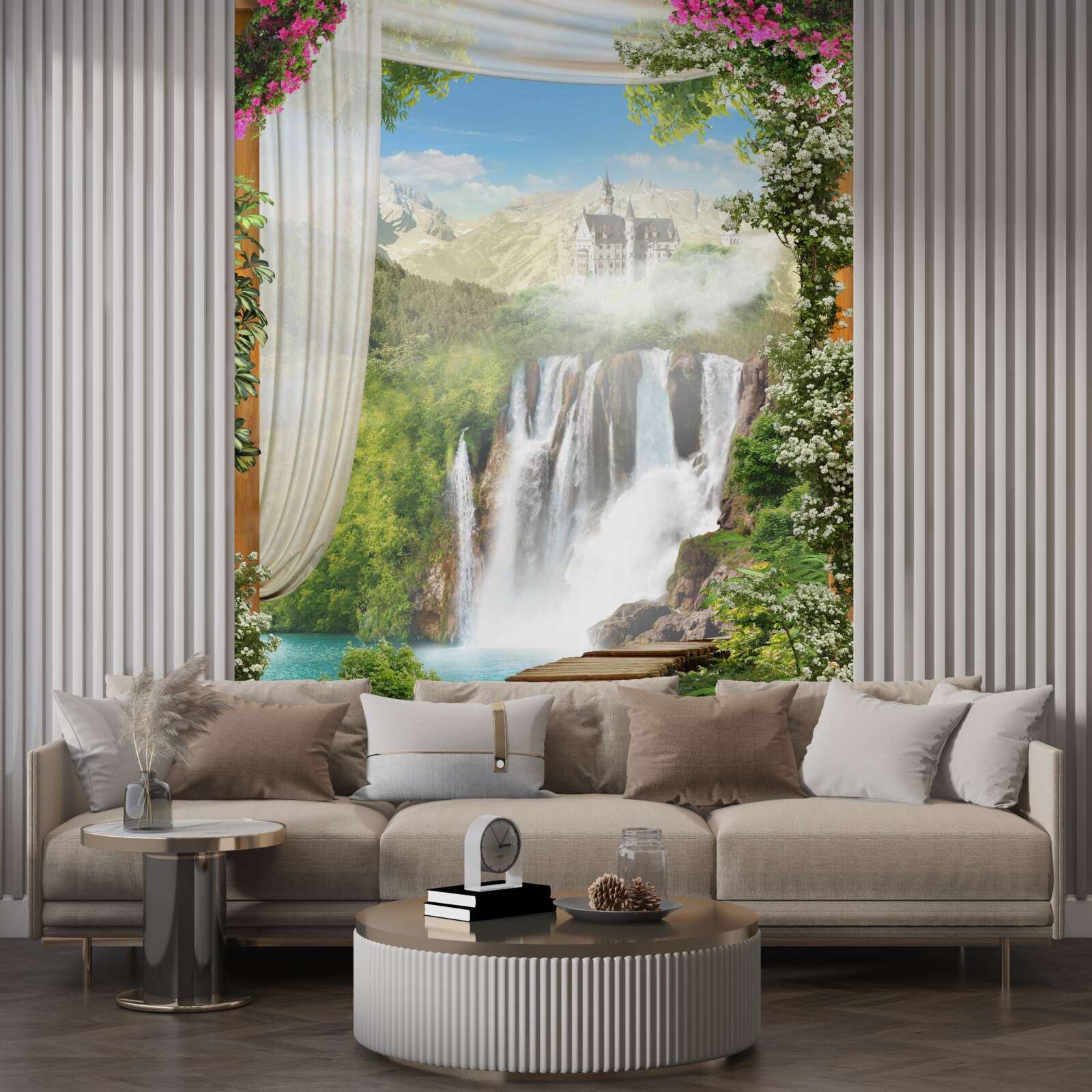 Fotobehang pad naar de waterval