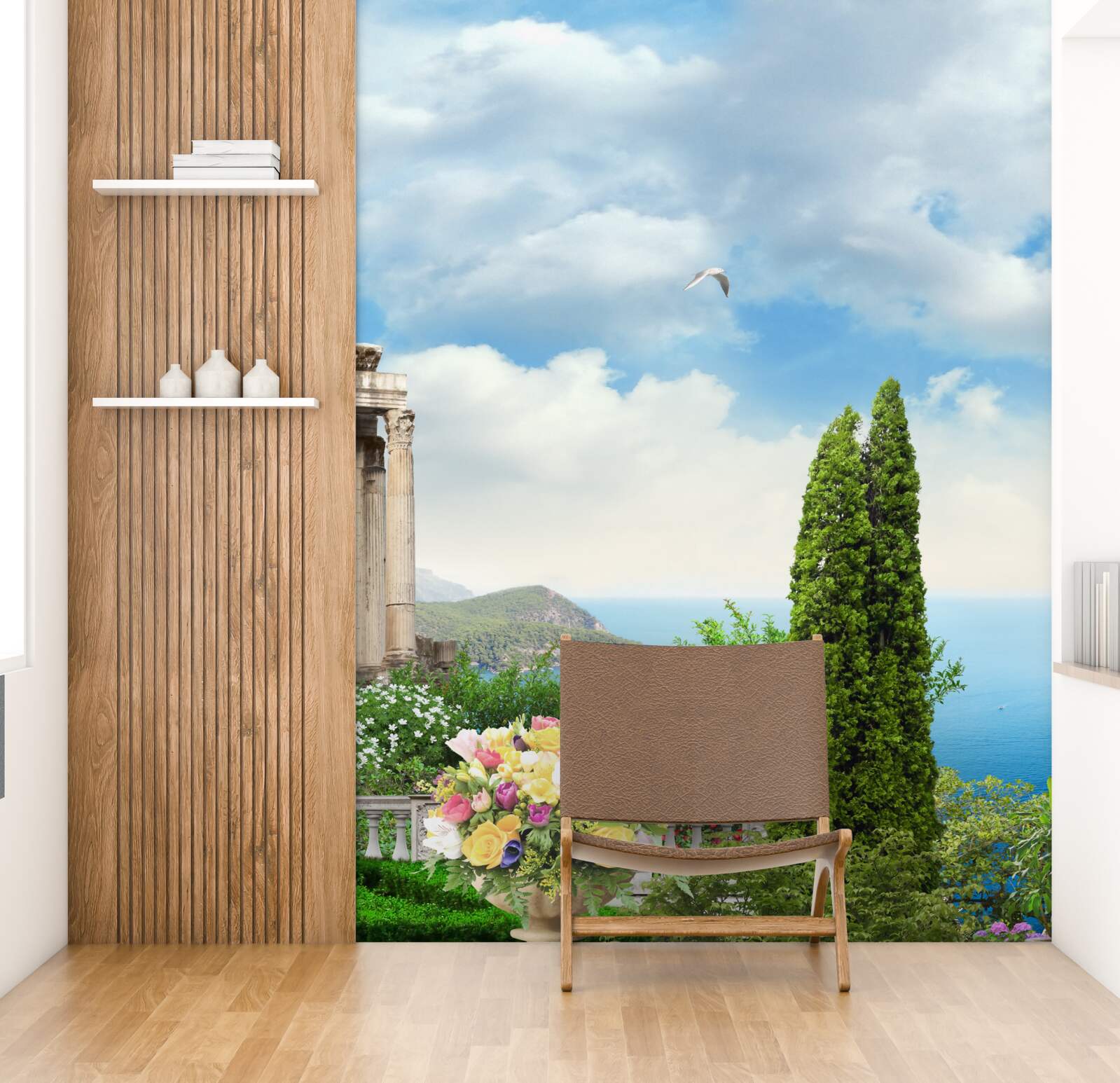 Fotobehang uitzicht op het prachtige landschap vanaf het balkon