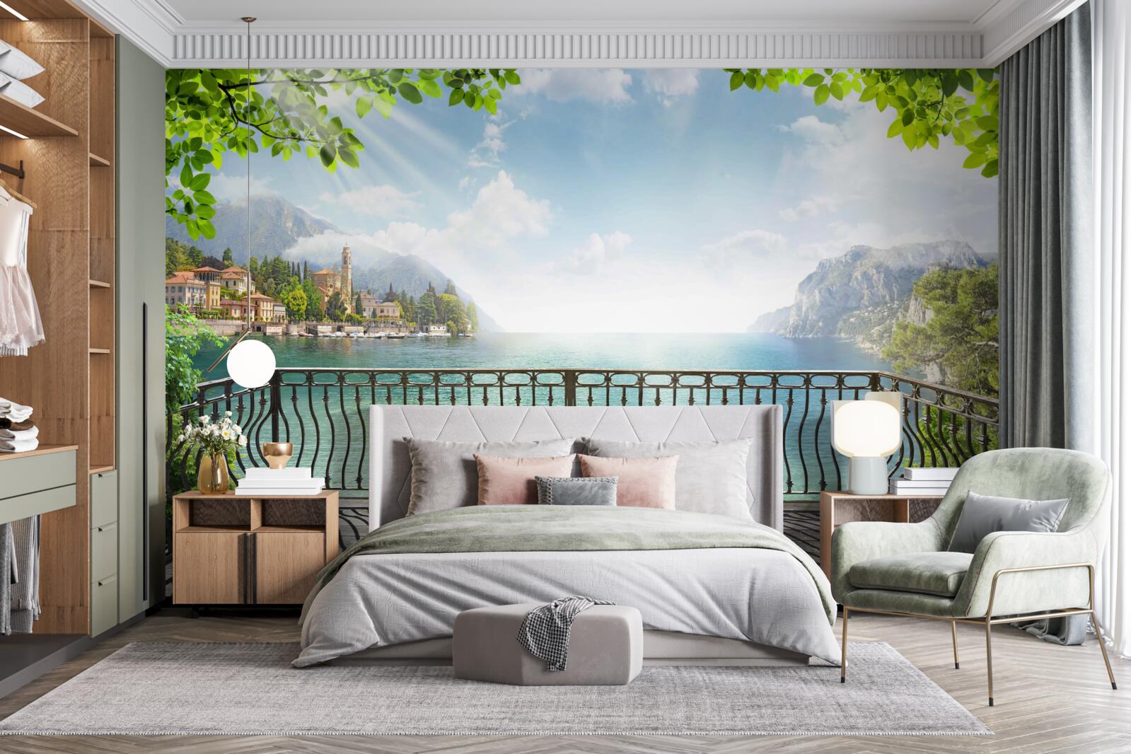 Fotobehang panorama vanaf het open terras