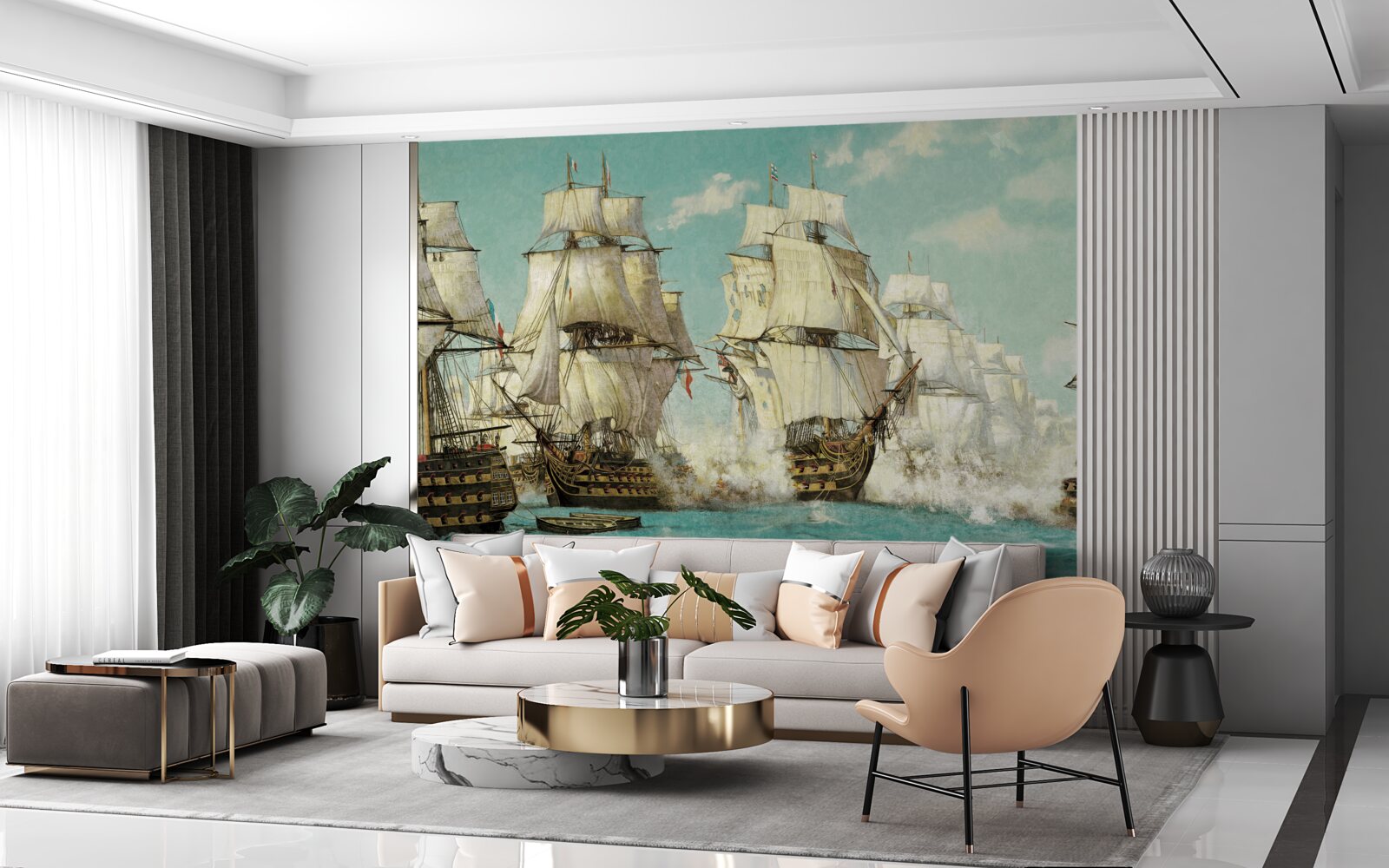 Fotobehang grote schepen met zeilen